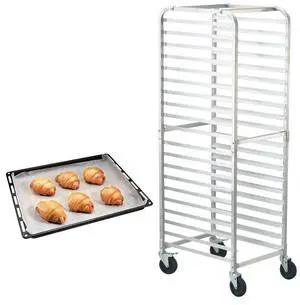 VEVOR Bun Pan Rack, 20-Tier Commercial Bakery Racks with Brake Wheels, Aluminum Racking Trolley Storage for Half & Full Sheet, Speed Rack For Kitchen Home, Bread Baking Equipment, 26"L x 20.4"W x 70"H