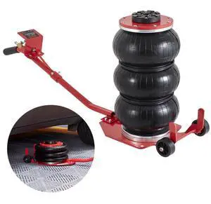 VEVOR Air Jack, 3 Ton/6600 lbs Triple Bag Air Jack, Airbag Jack with Six Steel Pipes, Lift up to 17.7 inch/450 mm, 3-5 s Fast Lifting Pneumatic Jack, with Long Handles for Cars, Garages, Repair, (Red)