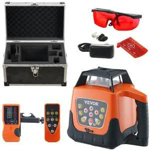 VEVOR Laser Level, 1650ft, 360 Degree Self Leveling Red Cross Line Laser, 5 Rotation Speeds & 4 Scanning Angles Adjustment, IP66 Waterproof Remote Control Manual Self-leveling Mode, Battery Included