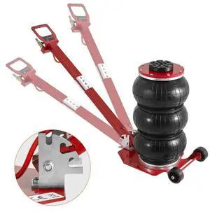 VEVOR Air Jack, 3 Ton/6600 lbs Triple Bag Air Jack, Airbag Jack with Six Steel Pipes, Lift up to 17.7", 3-5 s Fast Lifting Pneumatic Jack, with Adjustable Long Handle for Cars, Garages, Repair (Red)