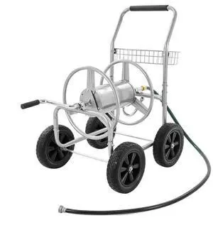 VEVOR Hose Reel Cart, Hold Up to 250 ft of 5/8 Hose, Garden Water Hose Carts Mobile Tools with 4 Wheels, Heavy Duty Powder-coated Steel Outdoor Planting with Storage Basket, for Garden, Yard, Lawn