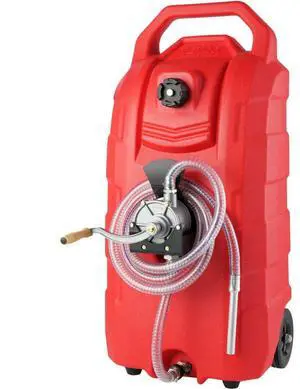 VEVOR 16 Gallon Fuel Caddy, 7.8 L/min, Portable Gas Storage Tank Container with Hand Pump Rubber Wheels, Fuel Transfer Storage Tank for Gasoline Diesel Machine Oil Car Mowers Tractor Boat Motorcycle