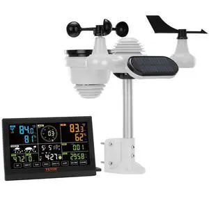 VEVOR 7-in-1 Wireless Weather Station, 7.5 in Large Color Display, Digital Home Weather Station Indoor Outdoor, for Temperature Humidity Wind Speed/Direction Rain UV, with Forecast Data, Alarm, Alerts