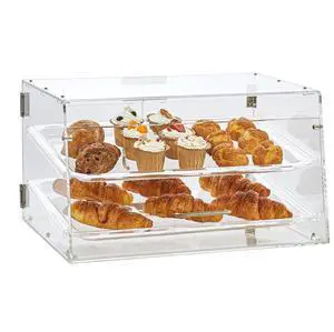 VEVOR Pastry Display Case, 2-Tier Commercial Countertop Bakery Display Case, Acrylic Display Box with Rear Door Access & Removable Shelves, Keep Fresh for Donut Bagels Cake Cookie, 20.7"x13.2"x11.9"