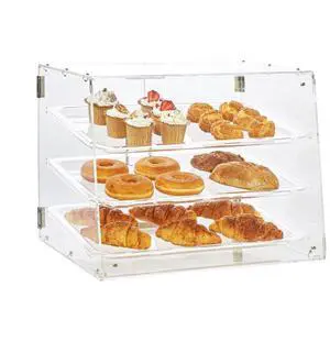 VEVOR Pastry Display Case, 3-Tier Commercial Countertop Bakery Display Case, Acrylic Display Box with Rear Door Access & Removable Shelves, Keep Fresh for Donut Bagels Cake Cookie, 20.7"x14.2"x16.3"