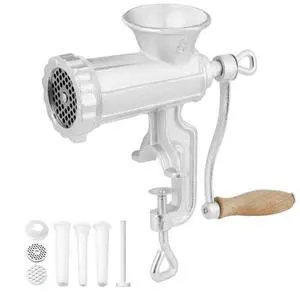 VEVOR Manual Meat Grinder, Heavy Duty Cast Iron Hand Meat Grinder with Steel Table Clamp, Meat Mincer Sausage Maker with 1 Cutting Blade, 2 Cutting Plates, 3 Sausage Tubes for Beef Pepper Mushroom