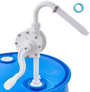 VEVOR Drum Pump, 6.5 GPM Flow, Rotary Barrel Pump Hand Crank, Fits 5 to 55 Gallon Drums with 3-Section Suction Tube Assembly and Hose, Designed for Fast Transfer of Water, Alcohol, Corrosive Liquids