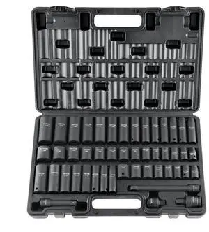 VEVOR 3/8" Drive Impact Socket Set, 48 Piece Socket Set SAE 5/16" -3/4" & Metric 8-22mm6 Point Cr-V Drive Extension Bar Universal Joint & Power Drill Adapter Includes Storage Case