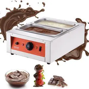 VEVOR Chocolate Tempering Machine, 17.6 Lbs 2 Tanks Chocolate Melting Pot TEMP Control 86~185, 1500W Stainless Steel Electric Commercial Food Warmer For Chocolate/Milk/Cream Melting and Heating