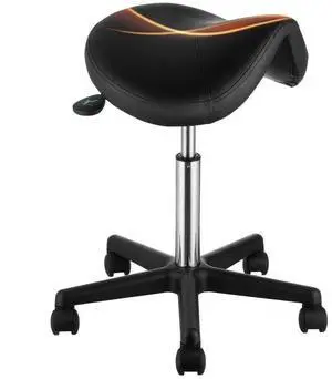 VEVOR Saddle Stool with Wheels, 400 LBS Weight Capacity, Height Adjustable Thickened PU Leather Swivel Saddle Stool Chair for Salon, Spa, Tattoo, Clinic, Black