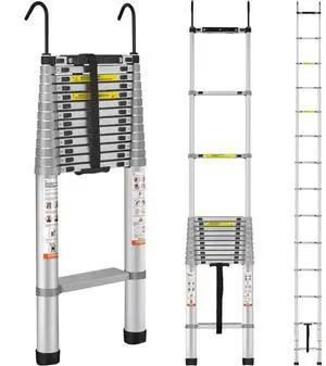 VEVOR Telescoping Ladder, 18.5 FT Aluminum One-button Retraction Collapsible Extension Ladder, 400 LBS Capacity with Non-slip Feet, Portable Multi-purpose Compact Ladder for Home, RV, Loft, ANSI Liste VEVOR Telescoping Ladder, 18.5 FT Aluminum One-button Retraction Collapsible Extension Ladder, 400 LBS Capacity with Non-slip Feet, Portable Multi-purpose Compact Ladder for Home, RV, Loft, ANSI Liste