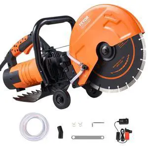 VEVOR Electric Concrete Saw, 12 in, 1800 W 15 A Motor Circular Saw Cutter with Max. 4.5 in Adjustable Cutting Depth, Wet Disk Saw Cutter Includes Water Line, Pump and Blade, for Stone, Brick