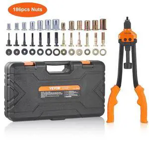 VEVOR 16" Rivet Nut Tool, Labor-Saving Rivnut Tool Kit with 13PCS Metric & SAE Mandrels, 186PCS Rivet Nuts,M3, M4, M5, M6, M8, M10, M12, 1/4-20, 5/16-18, 3/8-16,1/2-13, 8-32, 10-24 With Carrying Case