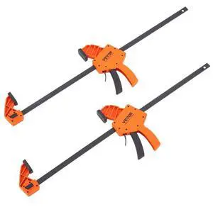 VEVOR Bar Clamps for Woodworking, 2-Pack 24" One-Handed Clamp/Spreader, Quick-Change F Clamp with 300 lbs Load Limit, High-strength Plastic and Carbon Steel, Wood Clamps for Woodworking Metal Working