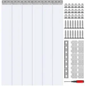 VEVOR Strip Curtain, 84" Height x 38" Width, 0.08" Thickness, 6PCS Clear PVC Strip Door Curtain, Freezer Curtain, Plastic Door Strips for Walk in Freezers, Coolers & Warehouse Doors, with 50% Overlap