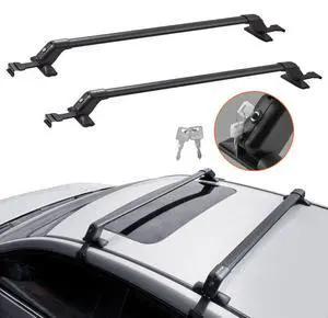 VEVOR Universal Roof Rack Cross Bars, 41.3" Aluminum Roof Rack Crossbars, Fit Roof without Side Rail, 155 lbs Load Capacity, Adjustable Bare Roof Crossbars with Locks, for SUVs, Sedans, and Vans