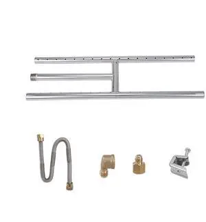 VEVOR 6 x 18 inch Drop-in Fire Pit Pan, Rectangular Stainless Steel Fire Pit Burner, Natural & Propane Gas Fire Pan H-Burner 90,000 BTU for Indoor or Outdoor Use