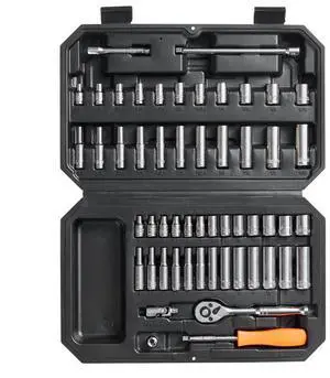 VEVOR Socket Set, 1/4 Inch Drive Socket and Ratchet Set, 6-Point Socket Opening, 54 Pieces Tool Set SAE and Metric, Deep and Standard Sockets, 5/32-9/16 in, 4-14 mm, with Accessories, Storage Case