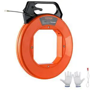VEVOR Fish Tape, 125-foot, 3/16-inch, PET Wire Puller with Optimized Housing and Handle, Easy-to-Use Cable Puller Tool, Flexible Wire Fishing Tools for Walls and Electrical Conduit, Non-Conductive