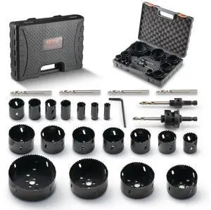 VEVOR Hole Saw Kit, 18 PCS Saw Blades, 6 Drill Bits, 1 Hex Wrench, General Purpose Size from 3/4" to 4-1/2", Bi Metal M42 Hole Saw Set with Carrying Case, Ideal for Wood Board, Plastic and Iron Plate