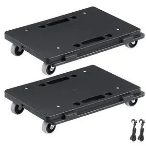 VEVOR Furniture Dolly, 500 lbs Capacity Each Count, Furniture Mover with Wheels, Portable Moving Rollers 4 Wheels Heavy Duty, Small Flat Dolly Cart with Interlocking for Heavy Furniture, 2 Pack, Black