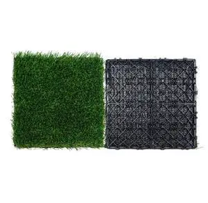 VEVOR Artifical Grass Tiles Interlocking Turf Deck Set, 18 Pack - 12"x12", Synthetic Fake Grass Self-draining Mat Flooring Decor Pad, Perfect For Multi-Purpose Indoor Outdoor Entryway Scraper Dog Mats