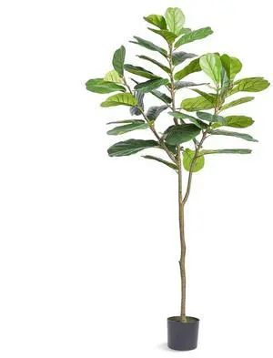 VEVOR Artificial Fiddle Leaf Fig Tree, 6 FT, Secure PE Material & Anti-Tip Tilt Protection Low-Maintenance Faux Plant, Lifelike Green Fake Potted Tree for Home Office Warehouse Decor Indoor Outdoor