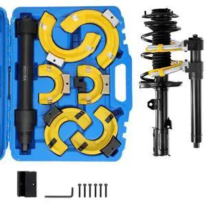 VEVOR Strut Spring Compressor Set, Macpherson Strut Spring Compressor Kit, Interchangeable Fork Strut Coil Extractor Remover Tool, with Yellow Protective Sleeve and Carrying Case