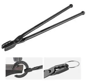 VEVOR Blacksmith Tongs, 18 Wolf Jaw Tongs, Carbon Steel Forge Tongs with A3 Steel Rivets, for Horseshoes, Curved Shapes, Block Forgings, for Beginner and Seasoned Blacksmiths and Bladesmiths