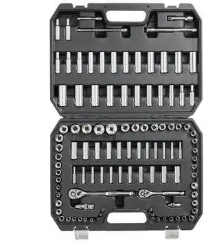 VEVOR Socket Set, 1/4" and 3/8" Drive Socket and Ratchet Set, 6-Point Socket Opening, 106 Pcs Tool Set SAE and Metric, Deep and Standard Sockets, 5/32-1 in, 5-19 mm, with Accessories, Storage Case