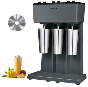 VEVOR Milkshake Maker, 375W x 3 Electric Milkshake Machine, Triple Heads Drink Mixer Blender Machine, 3-Speed Milkshake Mixer with 3 x 820 ml Stainless Steel Cups, for Commercial and Home