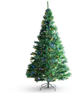 VEVOR Christmas Tree, 7.5ft Prelit Artificial Xmas Tree, Full Holiday Decor Tree with 550 Multi-Color LED Lights, 1346 Branch Tips, Metal Base for Home Party Office Decoration