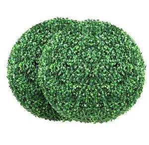 VEVOR Artificial Topiaries Boxwood Trees, 20 Tall (2 Pieces), Ball-Shape Faux Topiaries Plant, All-year Green Feaux Plant Decorative Balls for Backyard, Balcony,Garden, Wedding and Home Décor