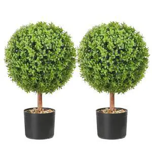 VEVOR 2x Artificial Boxwood Ball Ø40,6cm Garden Deco Boxwood in Flowerpot Ball Artificial Boxwood Ball Artificial Plant made of PE, Wood, PP incl. 4 pcs. Decorative butterflies and 10 pcs. Replacement