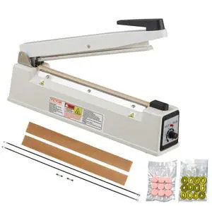 VEVOR Impulse Sealer 12 inch, Manual Heat Sealing Machine with Adjustable Heating Mode, Aluminum Shrink Wrap Bag Sealers for Plastic Mylar PE PP Bags, Portable Poly Bag Sealer with Extra Replace Kit
