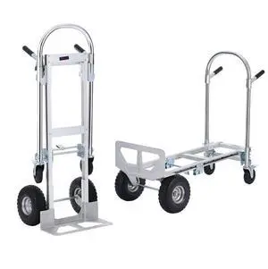 VEVOR Aluminum Folding Hand Truck, 2 in 1 Design 1000 lbs Capacity, Heavy Duty Industrial Collapsible cart, Dolly Cart with Rubber Wheels for Transport and Moving in Warehouse, Supermarket, Garden