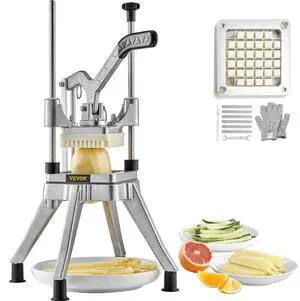 VEVOR Commercial Vegetable Fruit Chopper 1/2 Blade Heavy Duty Professional Food Dicer Kattex French Fry Cutter Onion Slicer Stainless Steel for Tomato Peppers Potato Mushroom, Sliver