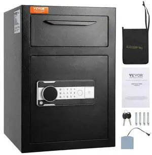 VEVOR 2.5 Cub Depository Safe, Deposit Safe with Drop Slot, Electronic Code Lock and 2 Emergency Keys, 20.27'' x 13.97'' x 13.97'' Business Drop Slot Safe for Cash, Mail in Home, Hotel, Office