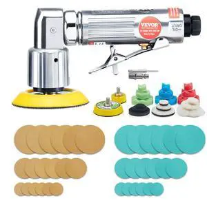 VEVOR 1/2/3 Inch Random Orbital Air Sander, High-Speed 15000RPM Mini Pneumatic Sander for Auto Body Work, 58PCS Air Powered Sander Kit with Sandpapers, Wool Pad, Wavy Sponges