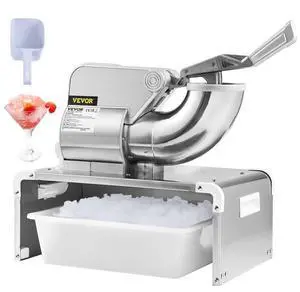 VEVOR Ice Crushers Machine, 661lbs Per Hour Electric Snow Cone Maker with 4 Blades, Stainless Steel Shaved Ice Machine with Cover, 300W Ice Shaver Machine for Margaritas, Home and Commercial Use