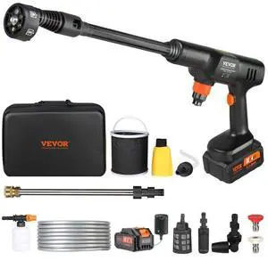 VEVOR Cordless Pressure Washer, 652-PSI 1.0 GPM Portable Power Cleaner, Handheld High-Pressure Car Washer Gun with 4.0Ah Battery, Charger, 6-in-1 Nozzle, for Home/Floor Cleaning & Watering