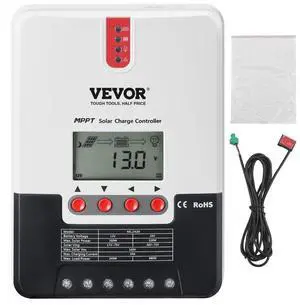 VEVOR 20A MPPT Solar Charge Controller, 12V / 24V Auto DC Input, Solar Panel Regulator Charger with LCD Display Temperature Sensor Cable, for Sealed(AGM), Gel, Flooded and Lithium Battery Charging