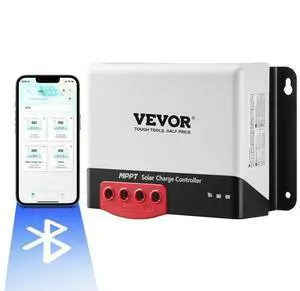 VEVOR 30A MPPT Solar Charge Controller, 12V / 24V Auto DC Input, Solar Panel Regulator Charger with Bluetooth Module, 98% Charging Efficiency for Sealed(AGM), Gel, Flooded and Lithium Battery Charging