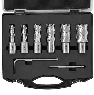 VEVOR Annular Cutter Set, 6 pcs Weldon Shank Mag Drill Bits, 1/2" to 1-1/16" Cutting Diameter, 1" Cutting Depth, M2AL High-Speed Steel, with Pilot Pin and Portable Case, for Using with Magnetic Drills