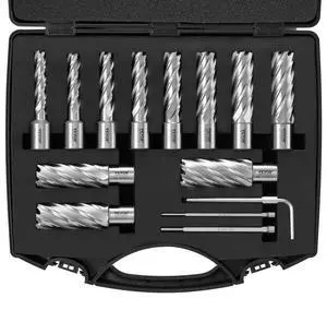VEVOR Annular Cutter Set, 13 pcs Weldon Shank Mag Drill Bits, 7/16" to 1-1/16" Cutting Diameter, 2" Cutting Depth, M2AL HSS, with 2 Pilot Pins, Hex Wrench and Portable Case, for Using with Magnetic Dr