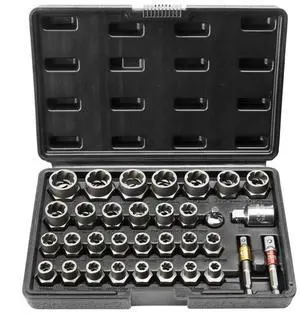 VEVOR Bolt Extractor Set, 29-Piece Bolt and Nut Remover Set, 6mm to 10mm, 13/32" to 3/4", CR-MO Steel Extraction Socket Set with Storage Case, for Removing Damaged Rusted Bolts, Nuts and Screws