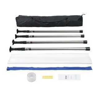 VEVOR Dust Barrier Poles, 12 Ft Barrier Poles, Dust Barrier System with 4 Telescoping Poles, Carry Bag and 32.8x13.12 Ft Plastic Film, for Interior Decoration, Painting