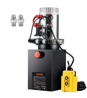 VEVOR Hydraulic Pump, 10 Quart Hydraulic Power Unit, Double Acting Dump Trailer Pump, 0.91 GPM Flow Rate, 3200 PSI Max Relief Pressure, DC 12V Hydraulic Pump for Dump Trailer Car Lifting