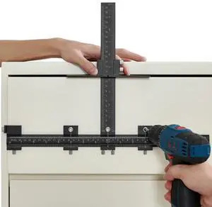 VEVOR Cabinet Hardware Jig, Aluminum Alloy Cabinet Handle Jig with Center Punch, Adjustable Cabinet Hardware Template Tool, for Installation of Door Drawer Front Knobs Handles and Pulls