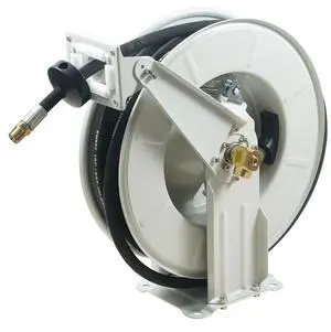 VEVOR Fuel Hose Reel, 1/4" x 50', Extra Long Retractable Grease Hose Reel, Spring Driven Auto Swivel Rewind, Heavy-Duty Carbon Steel Construction with Hose for Auto Repair, Heavy Industries, 5800 PSI